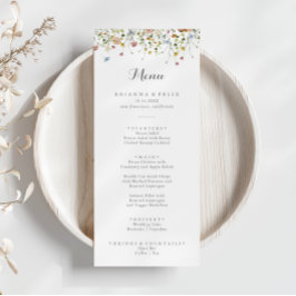 優美なカラフル野生の花の書道ディナー メニュー