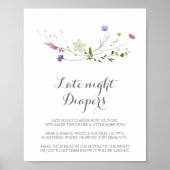 優美なカラフル野生の花の深夜おむつ看板 ポスター (正面)