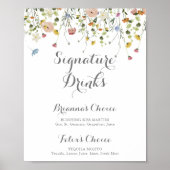 優美なカラフル野生の花の署名ドリンクの看板 ポスター (正面)