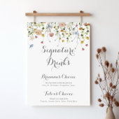 優美なカラフル野生の花の署名ドリンクの看板 ポスター