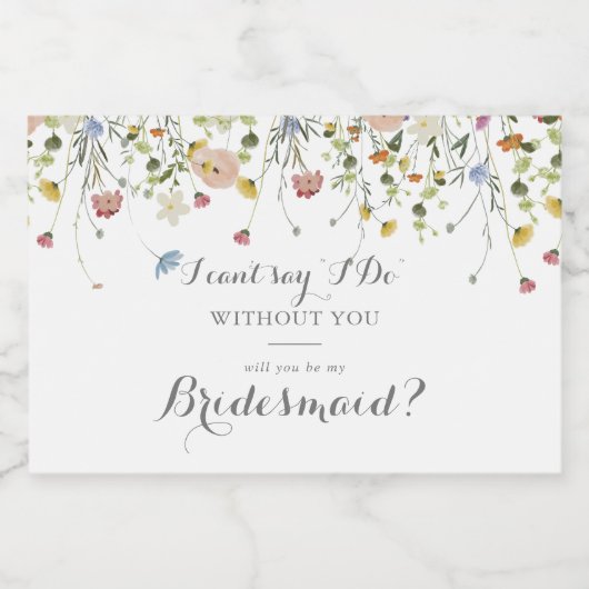 優美なカラフル野生の花の花嫁提案 スパークリングワインラベル (シングルラベル)