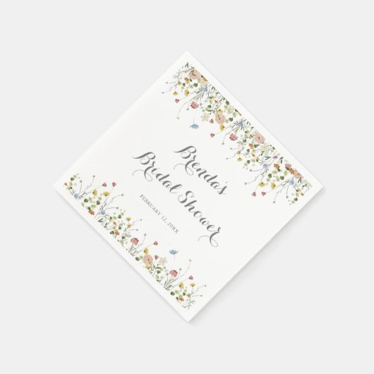 優美なカラフル野生の花ブライダルシャワー スタンダードカクテルナプキン (角)