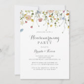 優美なカラフル野生の花引っ越し祝いパーティーパーティー 招待状 (正面)