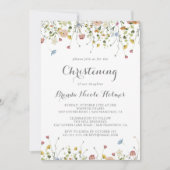 優美なカラフル野生の花《キリスト教》洗礼式や命名式 招待状 (正面)