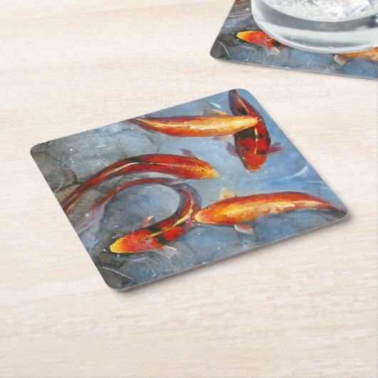 優美なコイI スクエアペーパーコースター (アングル)