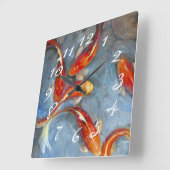 優美なコイII スクエア壁時計 (傾斜)