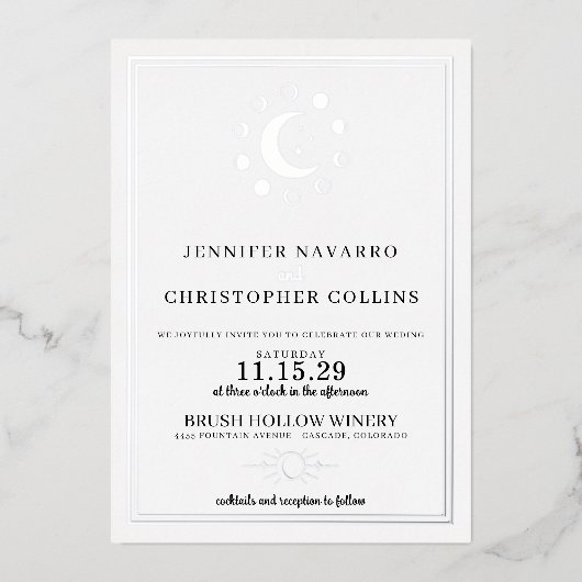 優美なシニカルと写真結婚式招待状 箔招待状 (正面)