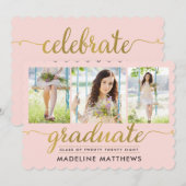 優美なスクリプト編集可能なカラー目盛り招待状 招待状 (正面/裏面)