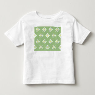 優美なデイジートドラーのTシャツ(Sage Green & White) トドラーTシャツ