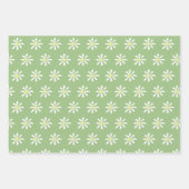 優美なデイジーラッピング紙(Sage Green & White) ラッピングペーパーシート (正面3)