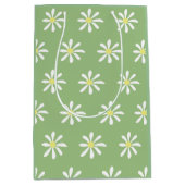 優美なデイジー抱き枕(Sage Green & White) ミディアムペーパーバッグ (正面)