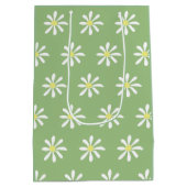 優美なデイジー抱き枕(Sage Green & White) ミディアムペーパーバッグ (裏面)