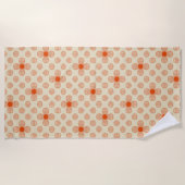 優美なドット花模様 ビーチタオル (正面)