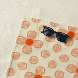 優美なドット花模様 ビーチタオル