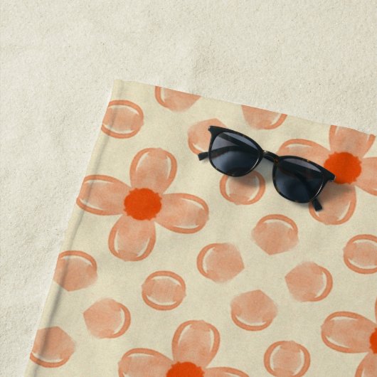 優美なドット花模様 ビーチタオル (インサイチュ)