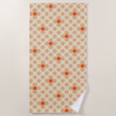 優美なドット花模様 ビーチタオル (正面)