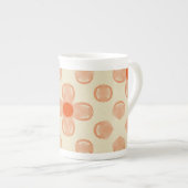 優美なドット花模様 ボーンチャイナマグカップ (正面右)