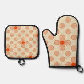 優美なドット花模様 鍋つかみ&鍋敷きセット (正面)