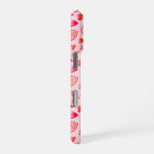 優美なピンクのハートパターン&モノグラムホワイトハート iPhoneケース (右側面)