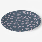 優美なピンクのハート柄 ペーパープレート (アングル)