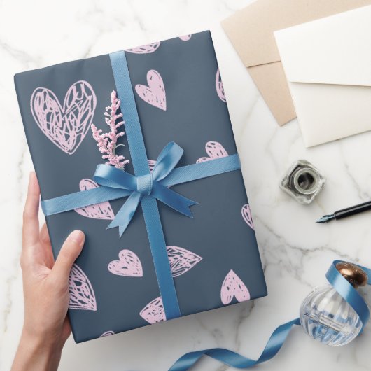 優美なピンクのハート柄 ラッピングペーパー (ギフト)