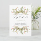 優美なピンクのフローラ緑のブライダルランジェリーシャワー 招待状 (スタンド正面)