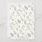 優美なピンクのフローラ緑のブライダルランジェリーシャワー 招待状 (裏面)