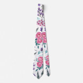 優美なピンクの紫のセージ花水色 ネクタイ (正面)