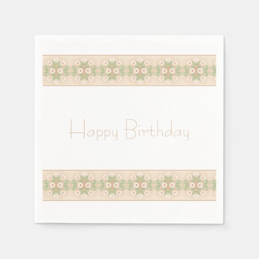 優美なフローラアクセントストライプ スタンダードカクテルナプキン (正面)