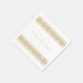 優美なフローラアクセントストライプ スタンダードカクテルナプキン (角)