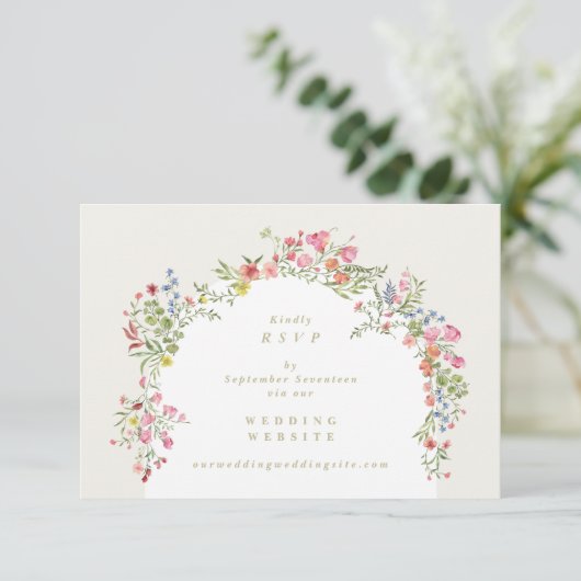 優美なフローラアーチウェブサイトQRコード結婚式RSVP 招待状 (スタンド正面)