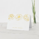 優美なフローラゴールド結婚フォイルのサンキューカード 箔グリーティングカード (正面)