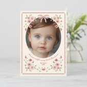 優美なフローラフレームのクリスマスフォト シーズンカード (スタンド正面)