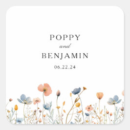 優美なフローラワイルドフラワー結婚リース スクエアシール