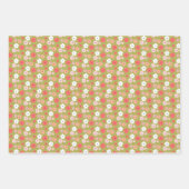 優美なボーホウッドランドの花の模様の緑 ラッピングペーパーシート (正面2)