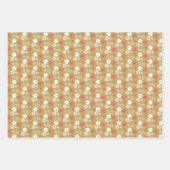 優美なボーホウッドランドの花の模様の緑 ラッピングペーパーシート (正面)