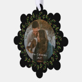 優美なリースフォトオーナメントクリスマスカード オーナメントカード (左)