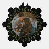 優美なリースフォトオーナメントクリスマスカード オーナメントカード (正面)