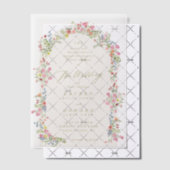 優美なロマンチックフローラアーチ春庭園の結婚式 ベラム紙招待状 (オフセット (招待状))