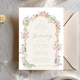 優美なロマンチックフローラアーチ春庭園の結婚式 招待状
