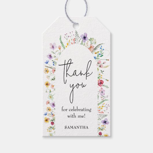 優美なワイルドフラワーブライダルシャワー ギフトタグ (正面)