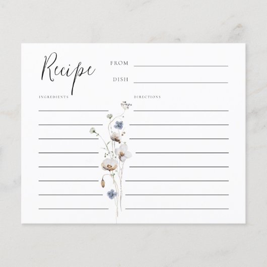 優美なワイルドフラワーレシピカード (正面)