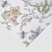 優美なヴィンテージの花とミツバチのパステル 薄葉紙 (詳細)