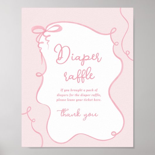 優美な弓の波状ピンクのおむつラッフルポスター ポスター (正面)