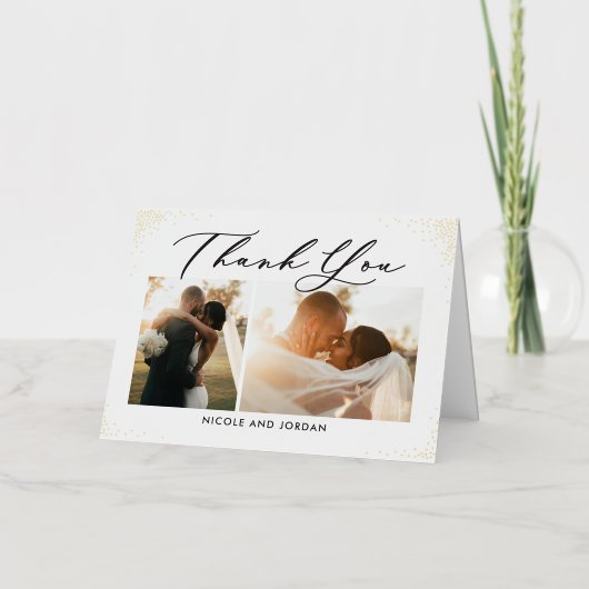 優美な振りかけるホイル写真サンキューカード 箔グリーティングカード (正面)