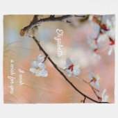 優美な日本梅の花 フリースブランケット (正面(横))
