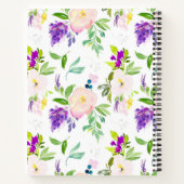 優美な水彩牡丹と藤の花の模様 ノートブック (裏面)
