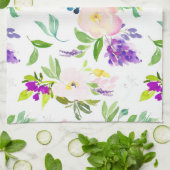 優美な水彩花 | 牡丹とウィステリア キッチンタオル (折り畳み)