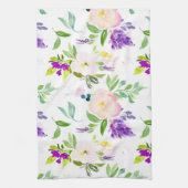 優美な水彩花 | 牡丹とウィステリア キッチンタオル (縦)