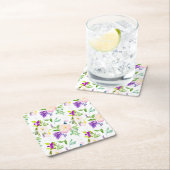 優美な水彩花 | 牡丹とウィステリア スクエアペーパーコースター (インサイチュ)